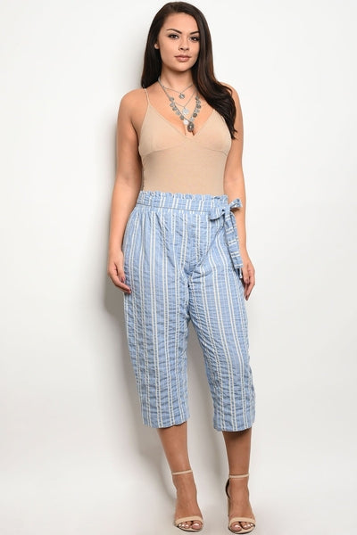 Z-Yvonne Striped Capri Pants Blue-SOLD-SOLD-Daring Diva Australia