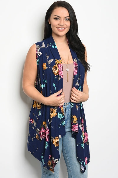 Z-Sylvia Floral Vest Navy-SOLD-SOLD-Daring Diva Australia