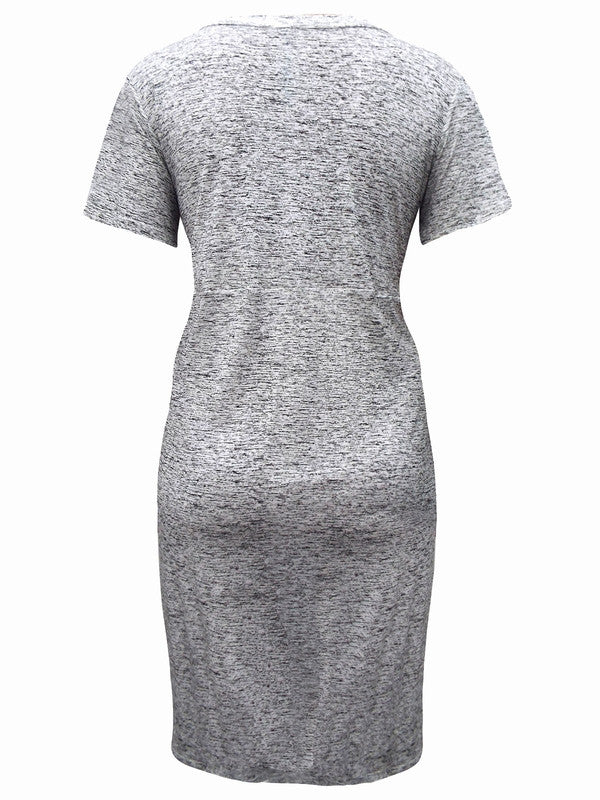 Z-Marl Shirred Crossover Jersey Dress Grey-SOLD-SOLD-Daring Diva Australia