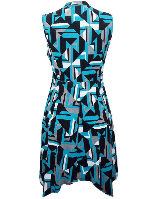 Z-High Neck Geo Printed Jersey Dress-SOLD-SOLD-Daring Diva Australia