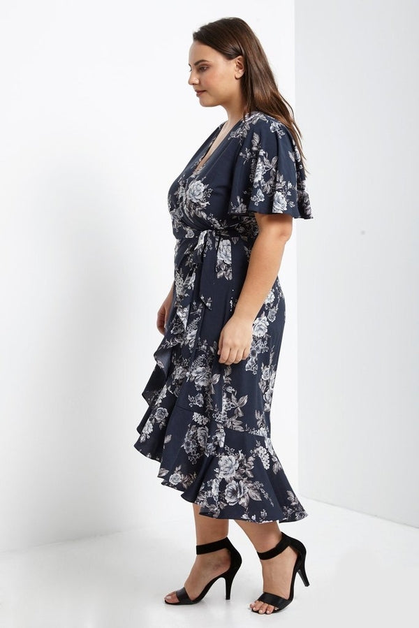 Denny Ruffle Wrap Midi Dress-SOLD-SOLD-Daring Diva Australia