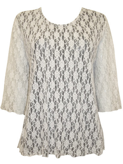 Z-Overlaid Lace 3/4 Sleeve Top-SOLD-SOLD-Daring Diva Australia