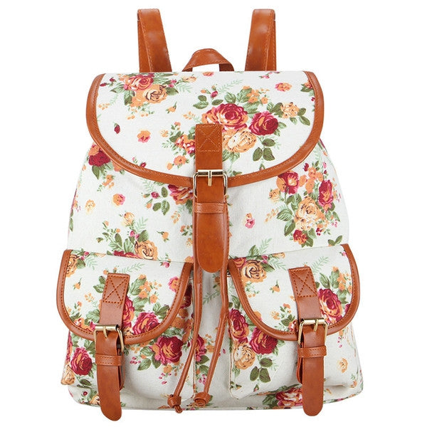 Z-Creme Floral Canvas Backpack-SOLD-SOLD-Daring Diva Australia