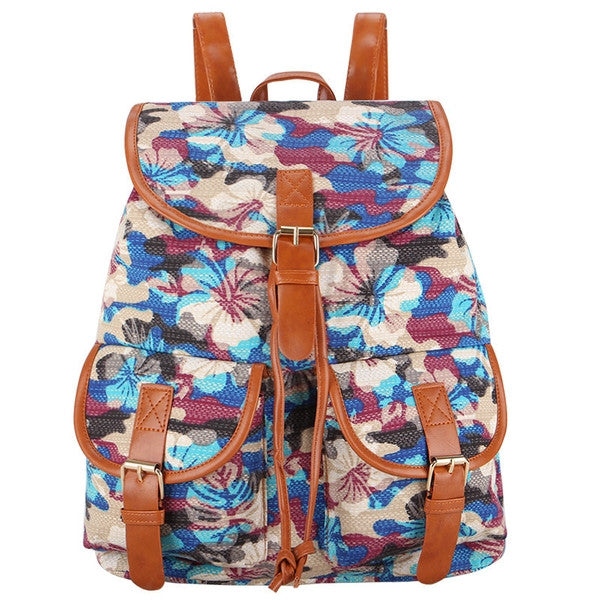 Z-Wild Flowers Canvas Backpack Purple-SOLD-SOLD-Daring Diva Australia