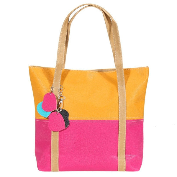 Two Tone Tote Bag Mustard/Fuchsia-Markets-Promo-Daring Diva Australia