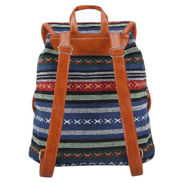 Z-Canvas Weave Print Backpack Navy Blue-SOLD-SOLD-Daring Diva Australia