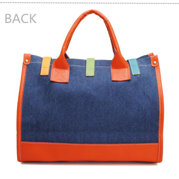 Z-Two Tone Canvas Tote Bag Blue-SOLD-SOLD-Daring Diva Australia