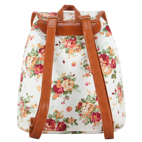 Z-Creme Floral Canvas Backpack-SOLD-SOLD-Daring Diva Australia