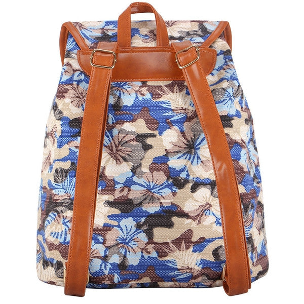 Z-Wild Flowers Canvas Backpack Blue-SOLD-SOLD-Daring Diva Australia
