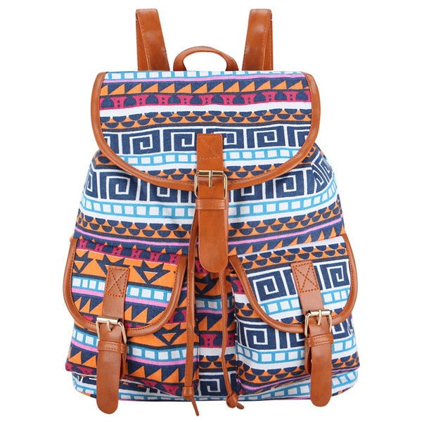 Z-Geo Canvas Backpack Blue-SOLD-SOLD-Daring Diva Australia
