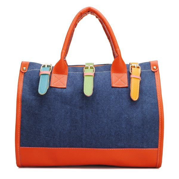 Z-Two Tone Canvas Tote Bag Blue-SOLD-SOLD-Daring Diva Australia
