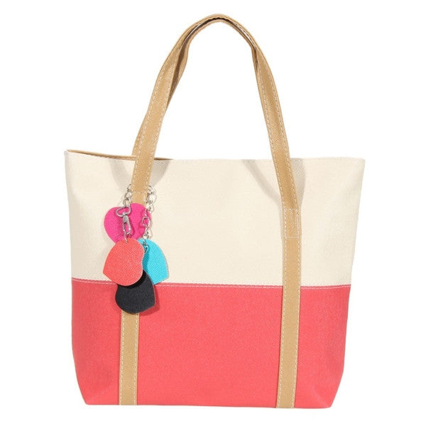 Two Tone Tote Bag Cream/Coral-Markets-Promo-Daring Diva Australia