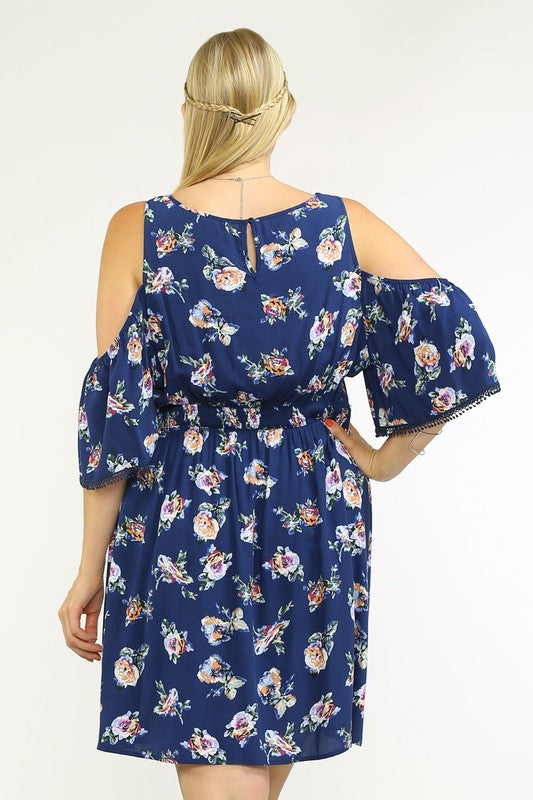 Z-Lace Trim Cold Shoulder Dress-SOLD-SOLD-Daring Diva Australia