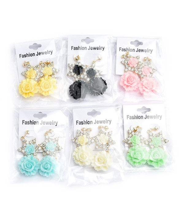 Splice & Diamonds Rose Earrings-Jewellery-Jewellery-Daring Diva Australia, jewellery, jewelry, rings, earrings, necklaces, bracelet, bangles, choker, fashion jewellery, accessories, gold jewelry, silver jewellery, cheap jewellery, jewellery stores, imitation jewellery, fashion earrings, fashion rings, fashion necklace, costume jewellery