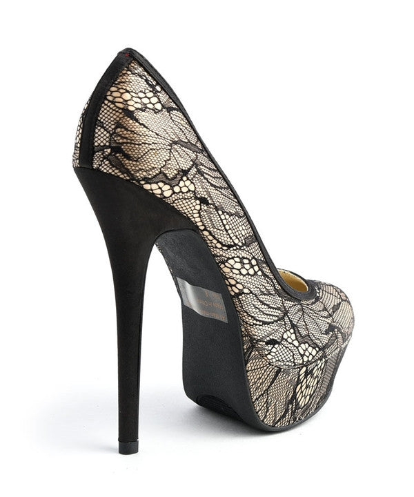 Jacklyn Black Lace Heels-Shoes-WFS Shoes-Daring Diva Australia, plus size clothing, plus size fashion, plus size shoes, shoes, plus size work shoe, work shoes, plus size slide, slide shoes, wide fit slide, wide fit sandal, plus size heels, heels, high heels, heels for woman, stilettos, womens shoes, womans sandals, plus size flats, womans flats, dress shoes, womans formal shoes, gold heels, black lace heels, black heels, black gold heels