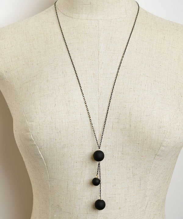 Z-TRIPLE PEARL DROP CHAIN BLACK-SOLD-SOLD-Daring Diva Australia