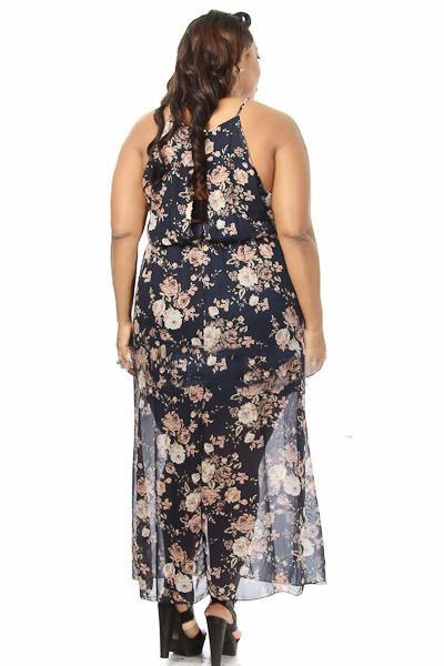 Z-Floral Chiffon Dress Navy-SOLD-SOLD-Daring Diva Australia