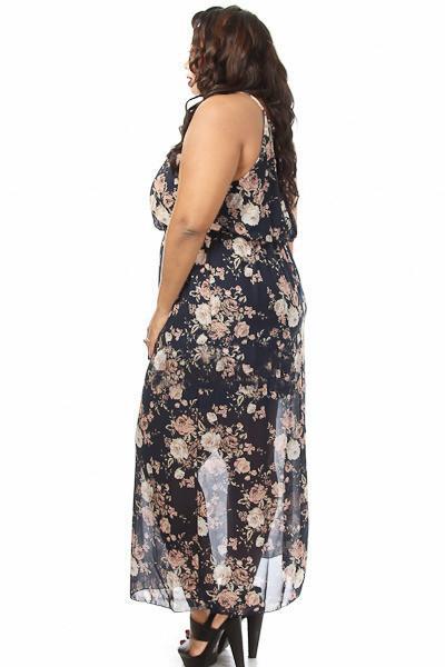 Z-Floral Chiffon Dress Navy-SOLD-SOLD-Daring Diva Australia