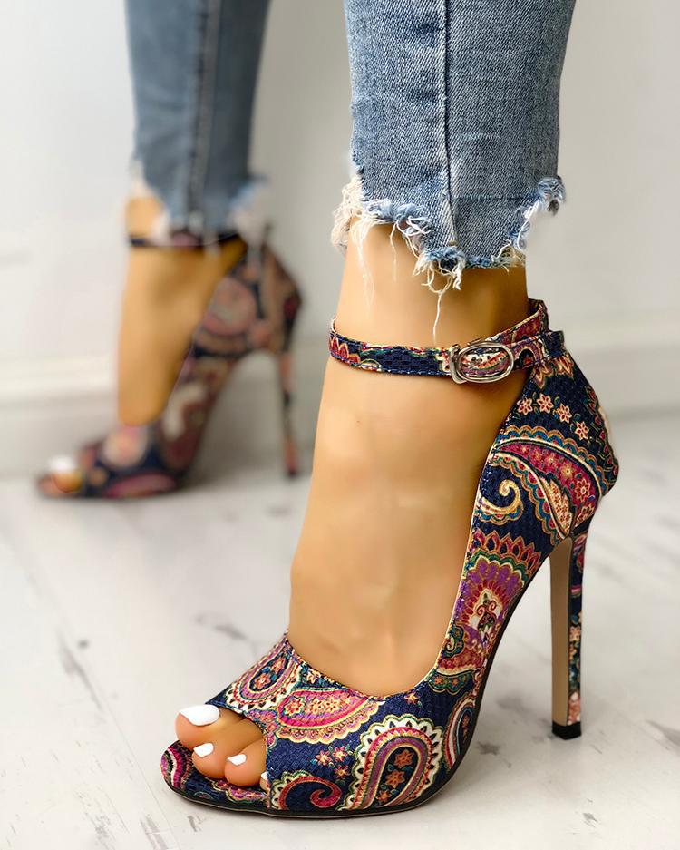 Paisley Peep Toe Heels