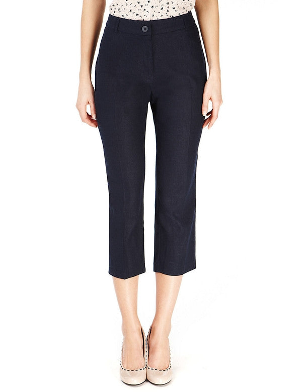 Slim Leg Cropped Linen Trousers-Clearance-Daring Diva Australia-10-Daring Diva Australia