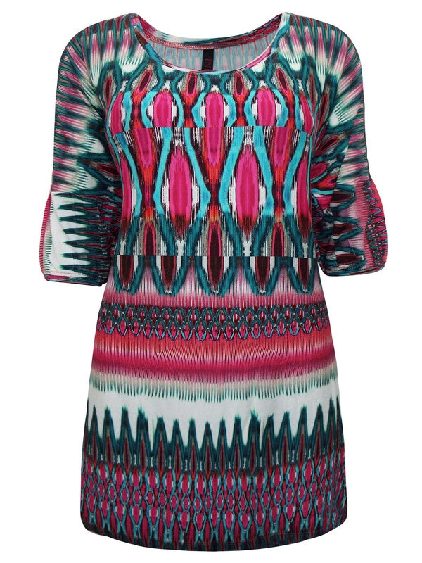 Z-Half Sleeve Printed Jersey Tunic-SOLD-SOLD-Daring Diva Australia