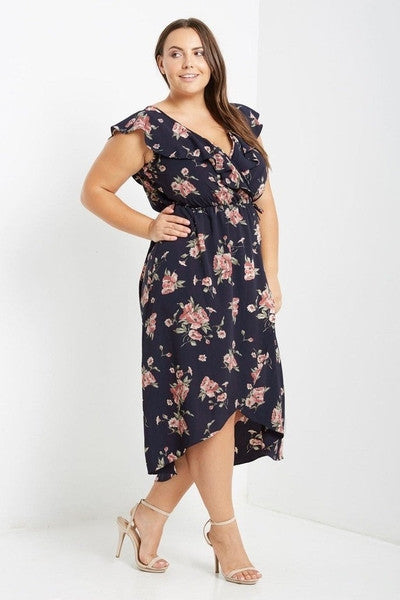 Z-Delilah Ruffle Floral Midi Dress-SOLD-SOLD-Daring Diva Australia