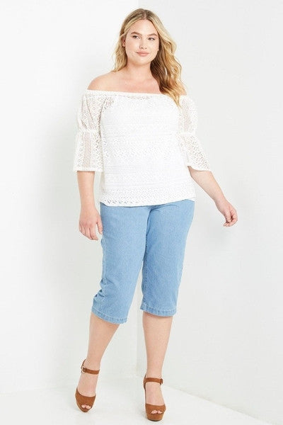 Lacey Moments Top-Tops-MT-16-Daring Diva Australia, plus size fashion, plus size clothing, plus size clothing online, plus size womens clothing, daring diva, plus size womens clothing online, plus size womens fashion, plus size womens fashion online, plus size evening top, plus size stretch top, plus size v neck top, plus size comfortable top, plus size sleeveless top, plus size top, plus size off shoulder top, plus size floral top, plus size casual top, plus size formal top, plus size office top