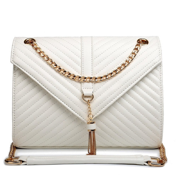 Z-QUILTED CHAIN SHOULDER BAG IVORY-SOLD-SOLD-Daring Diva Australia