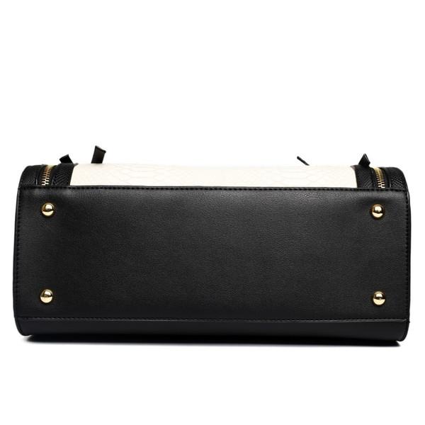 CONTRAST SNAKESKIN HANDBAG BLACK/WHITE-SOLD-SOLD-Daring Diva Australia