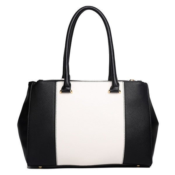SUTTON CENTER STRIPE SATCHEL HANDBAG BLACK-SOLD-SOLD-Daring Diva Australia
