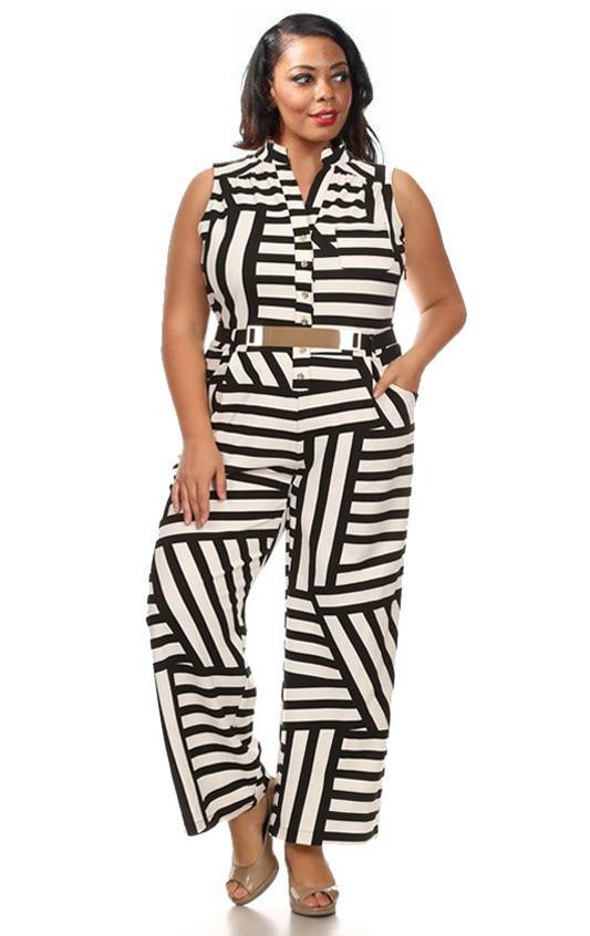 Retro Stripe Belted Jumpsuit-SOLD-SOLD-Daring Diva Australia