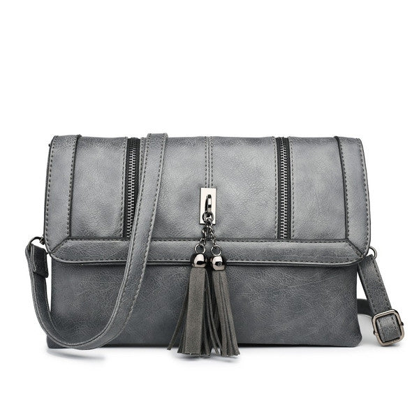 Z-TASSEL FRONT EVENING BAG CHARCOAL-SOLD-SOLD-Daring Diva Australia