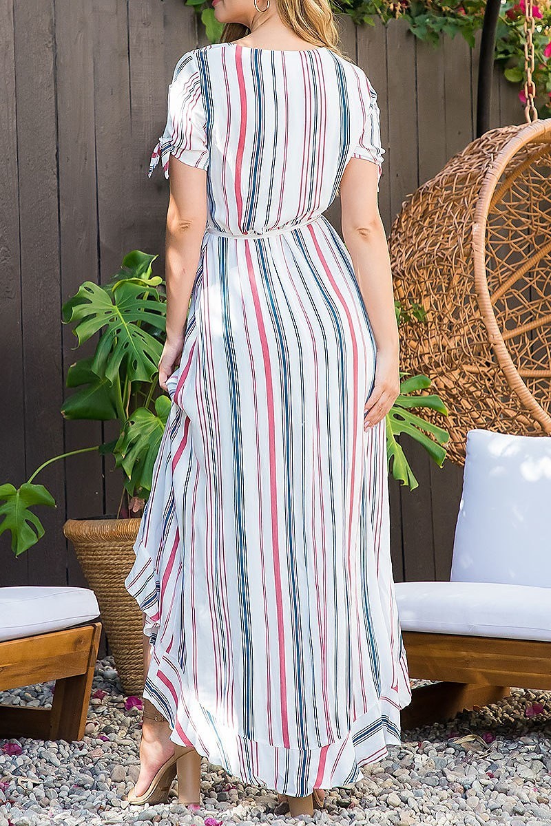 Hi Lo Striped Ruffle Dress