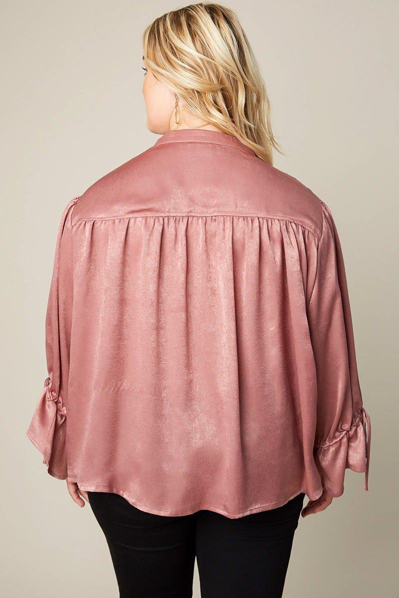 Saphira Satin Tie Blouse-Tops-HLA-Daring Diva Australia, plus size fashion, plus size clothing, plus size clothing online, plus size womens clothing, daring diva, plus size womens clothing online, plus size womens fashion, plus size womens fashion online, plus size evening top, plus size stretch top, plus size v neck top, plus size comfortable top, plus size sleeveless top, plus size top, plus size off shoulder top, plus size floral top, plus size casual top, plus size formal top, plus size office top