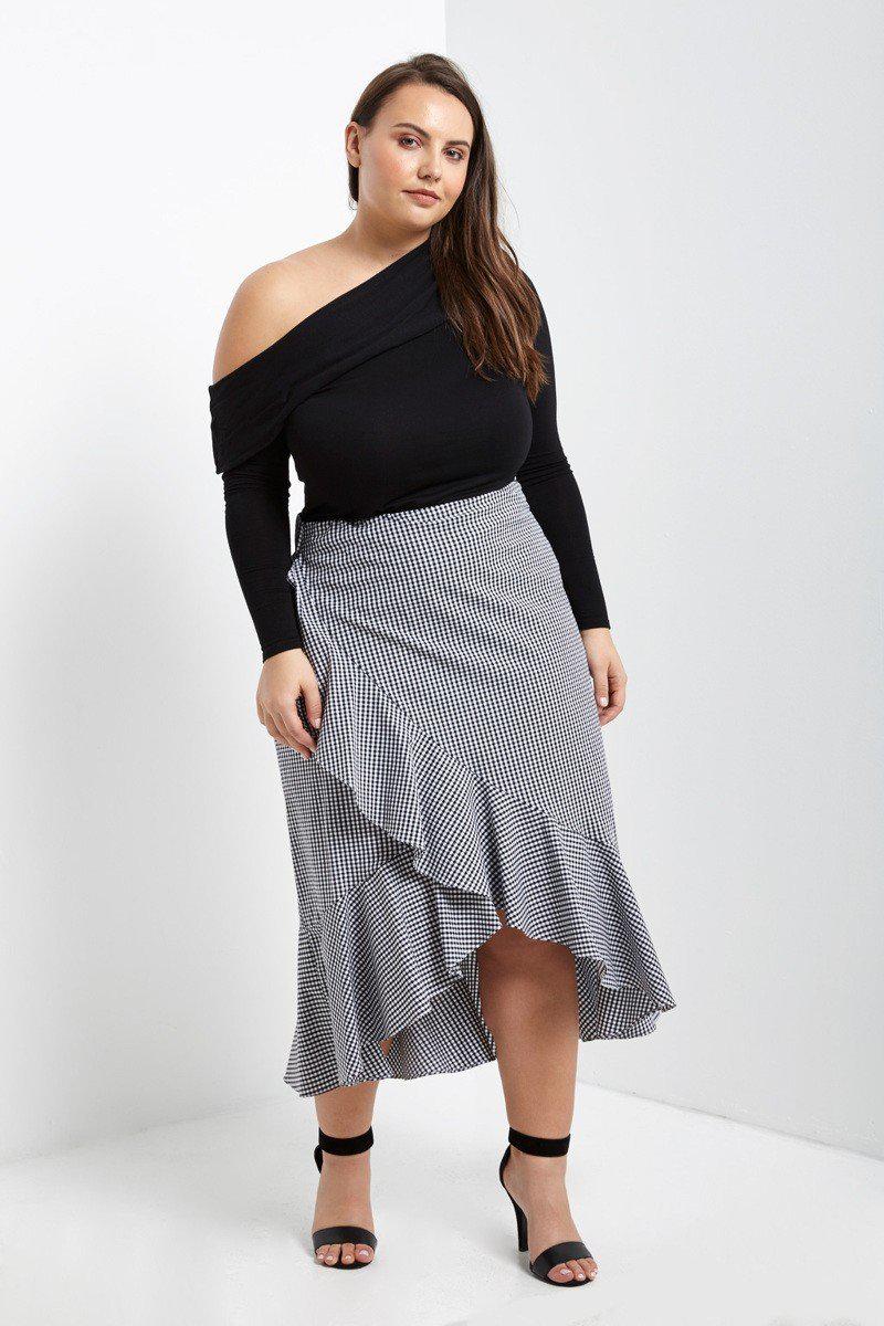 Meghan Ruffle Skirt-Bottoms-MT-Daring Diva Australia, plus size fashion, plus size clothing, plus size clothing online, plus size womens clothing, daring diva, daring diva australia, plus size womens clothing online, plus size womens fashion, plus size womens fashion online, plus size skirt, plus size tiered skirt, plus size midi skirt, plus size skater skirt, plus size floral skirt, plus size office skirt, plus size formal skirt, plus size casual skirt, plus size pull on skirt, plus size black white skirt