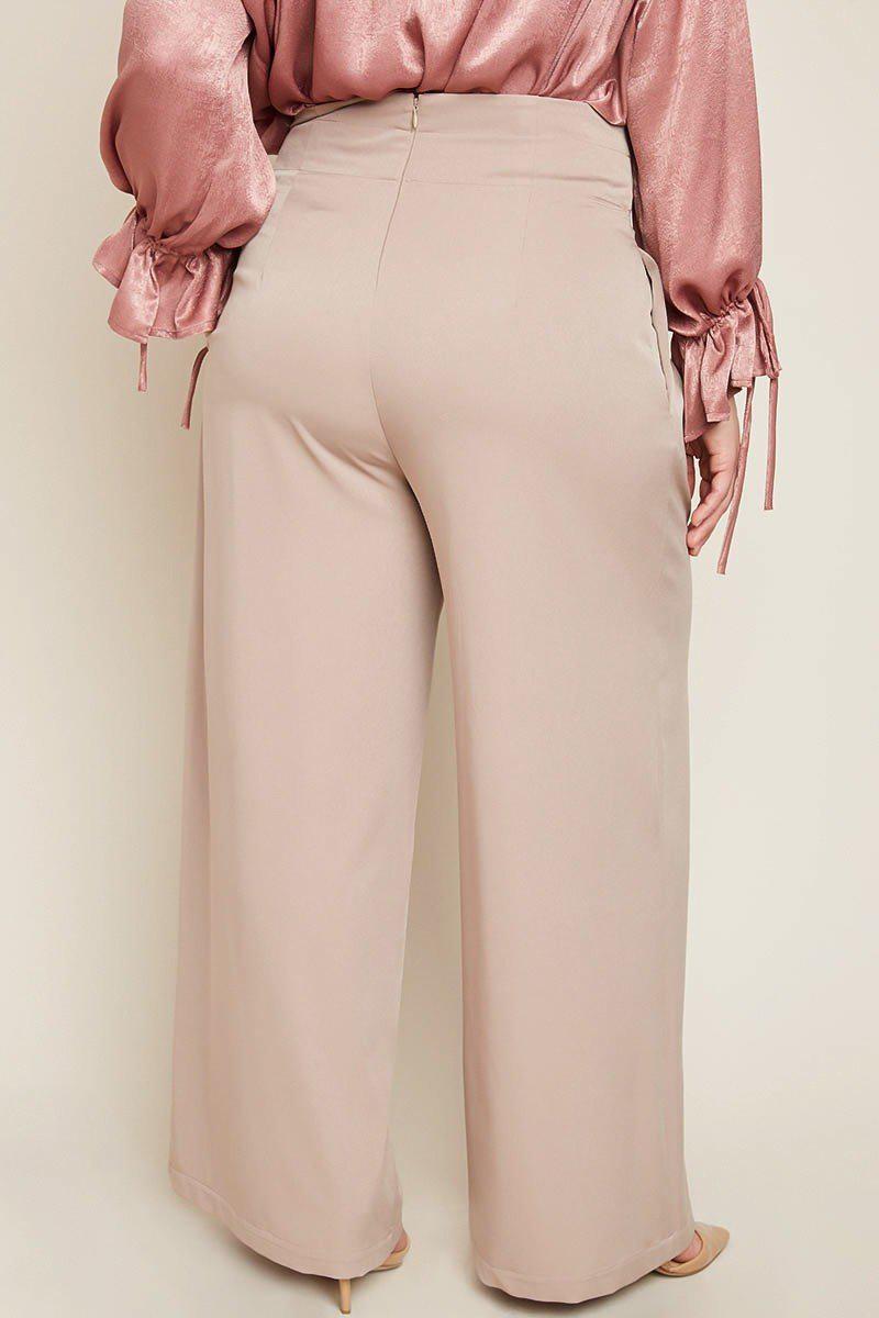 Briella Ruched Waist Pants-Bottoms-HLA-Daring Diva Australia, plus size fashion, plus size clothing, plus size clothing online, plus size womens clothing, daring diva, plus size womens clothing online, plus size womens fashion, plus size womens fashion online, plus size pants, plus size jeans, plus size mid rise pants, plus size bottoms, plus size bell bottom pants, plus size formal pants, plus size wide leg pants, plus size casual pants, plus size leggings, plus size trousers, plus size beige pants
