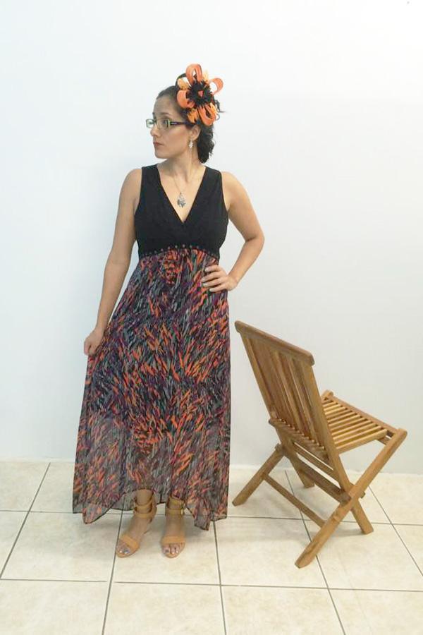 Julien Macdonald Fiery Print Chiffon Maxi Dress-SOLD-SOLD-Daring Diva Australia