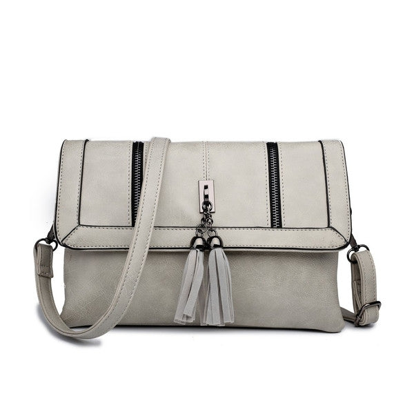 Z-TASSEL FRONT EVENING BAG GREY-SOLD-SOLD-Daring Diva Australia