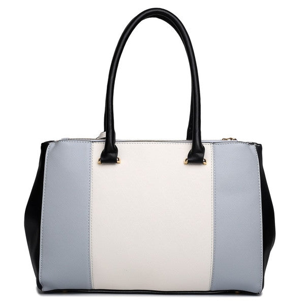 SUTTON CENTER STRIPE SATCHEL HANDBAG LIGHT GREY-SOLD-SOLD-Daring Diva Australia