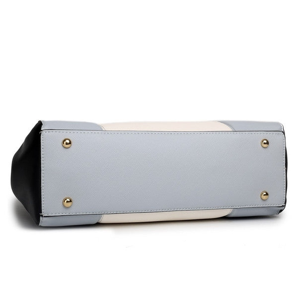 SUTTON CENTER STRIPE SATCHEL HANDBAG LIGHT GREY-SOLD-SOLD-Daring Diva Australia