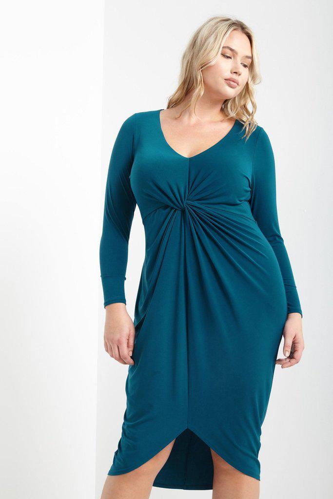 Mandy Front Knot Midi Dress Teal-SOLD-SOLD-Daring Diva Australia