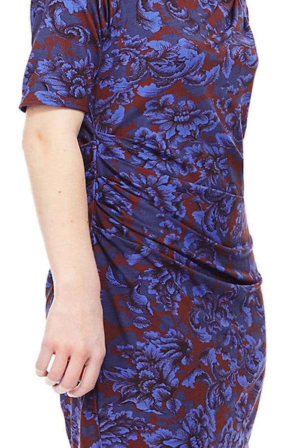 M&S Blue Floral Drape Dress-SOLD-SOLD-Daring Diva Australia