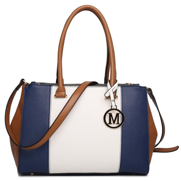 SUTTON CENTER STRIPE SATCHEL HANDBAG NAVY-SOLD-SOLD-Daring Diva Australia