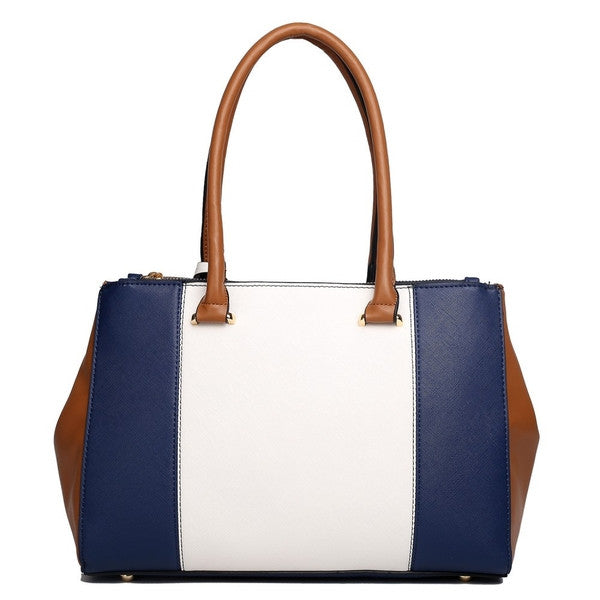 SUTTON CENTER STRIPE SATCHEL HANDBAG NAVY-SOLD-SOLD-Daring Diva Australia