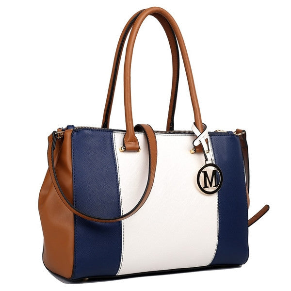 SUTTON CENTER STRIPE SATCHEL HANDBAG NAVY-SOLD-SOLD-Daring Diva Australia