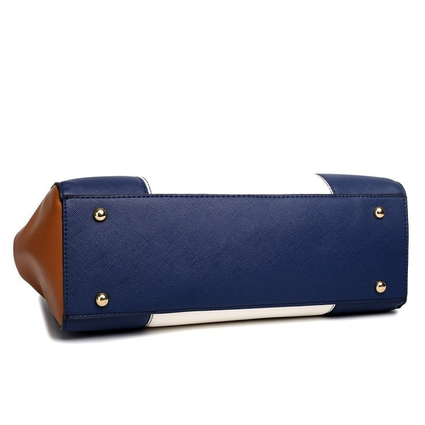 SUTTON CENTER STRIPE SATCHEL HANDBAG NAVY-SOLD-SOLD-Daring Diva Australia