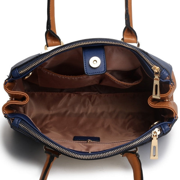 SUTTON CENTER STRIPE SATCHEL HANDBAG NAVY-SOLD-SOLD-Daring Diva Australia