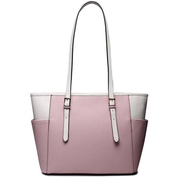 Z-ADJUSTABLE HANDLE TOTE BAG BEIGE AND PINK-SOLD-SOLD-Daring Diva Australia