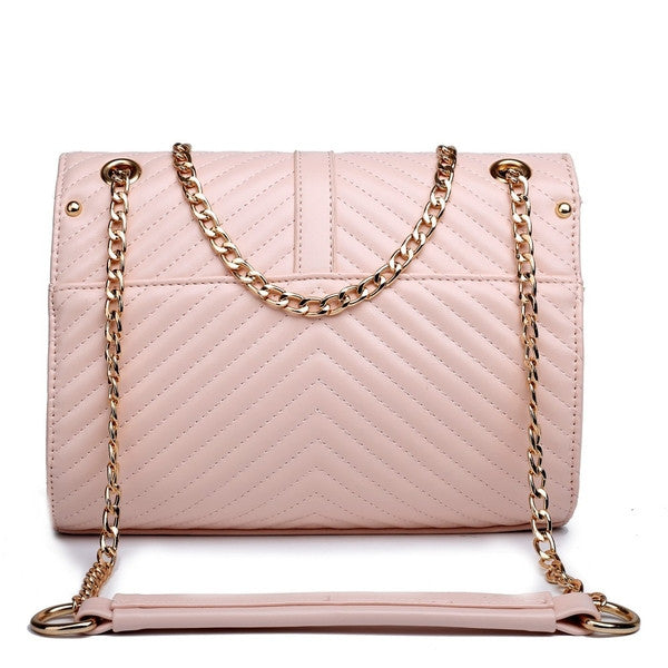 Z-QUILTED CHAIN SHOULDER BAG PINK-SOLD-SOLD-Daring Diva Australia
