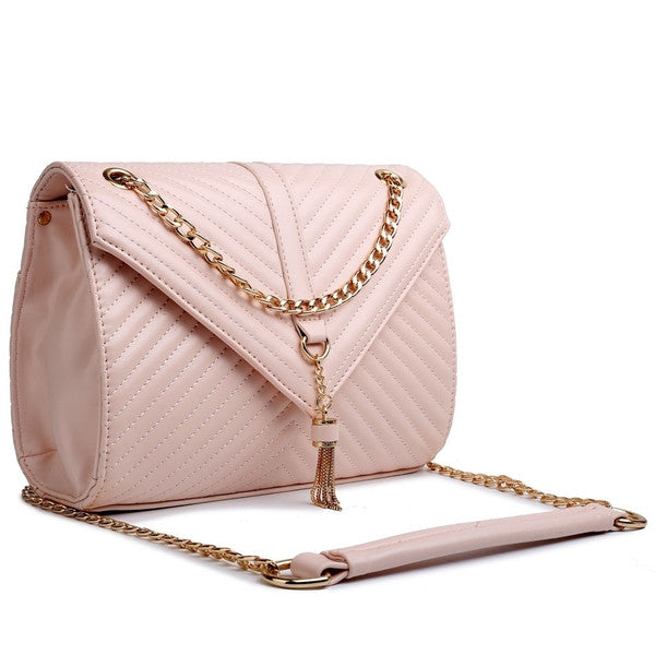 Z-QUILTED CHAIN SHOULDER BAG PINK-SOLD-SOLD-Daring Diva Australia
